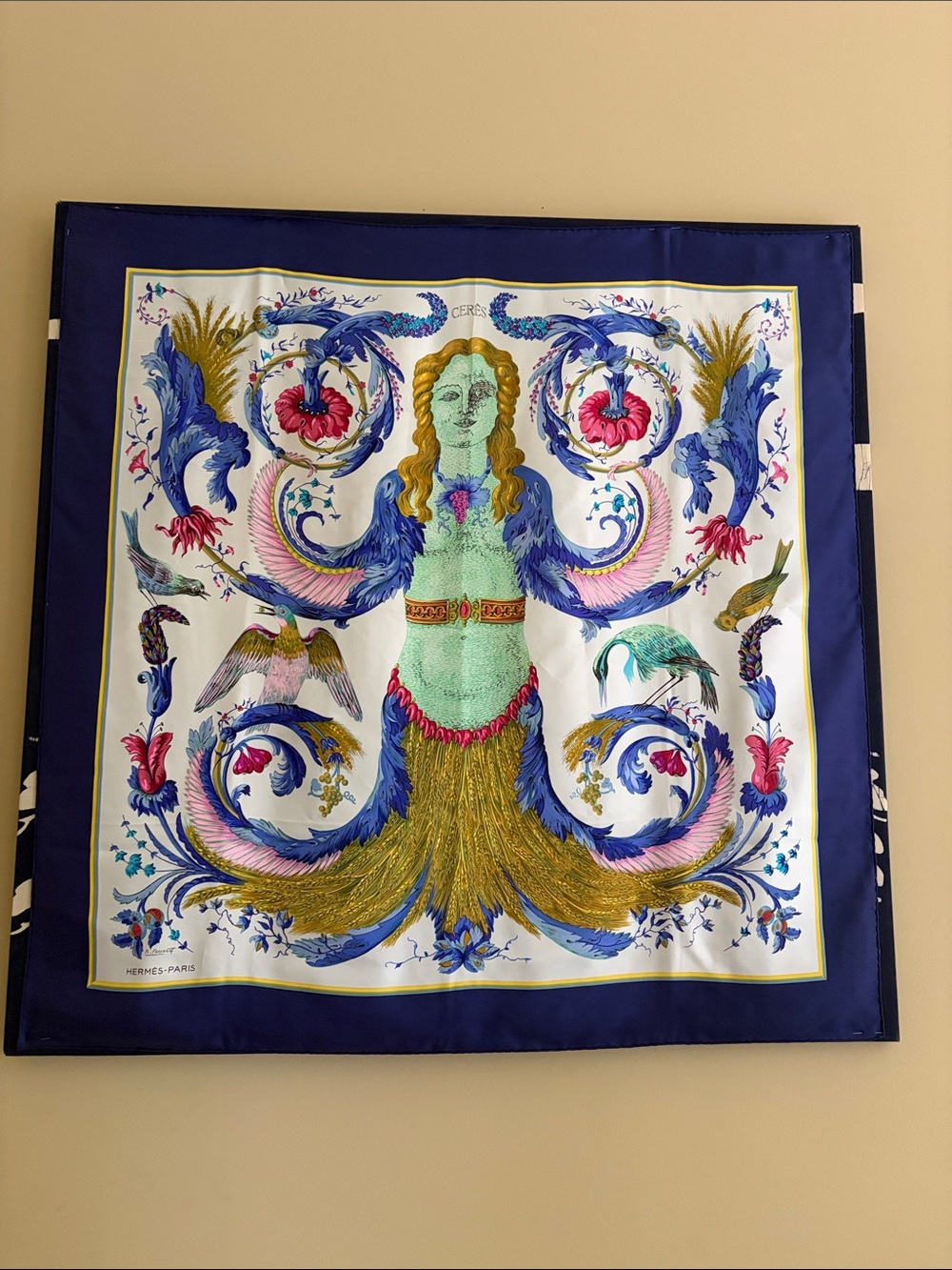 Hermès Blue Multi Mythical Sea Figure Silk scarf